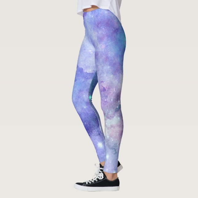 Leggings Aquarelle violette Starry Sky Space Lover Galaxy (Gauche)