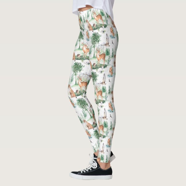 Leggings Aquarelle Woodland Baby Motif animal (Gauche)