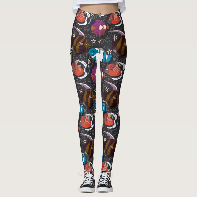 Leggings Aquatic animals pattern | ocean underwater life 43 (Devant)