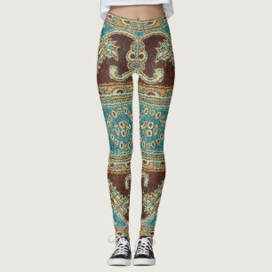 Leggings Arabesque Fabric Paisley Oriental Design