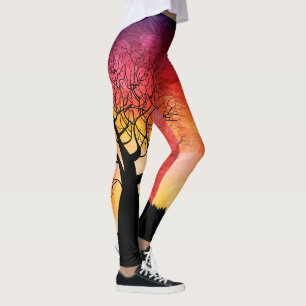 Leggings Arbre de coucher du soleil de la vie
