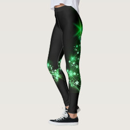 Leggings Arbre de Noël vert sur le noir