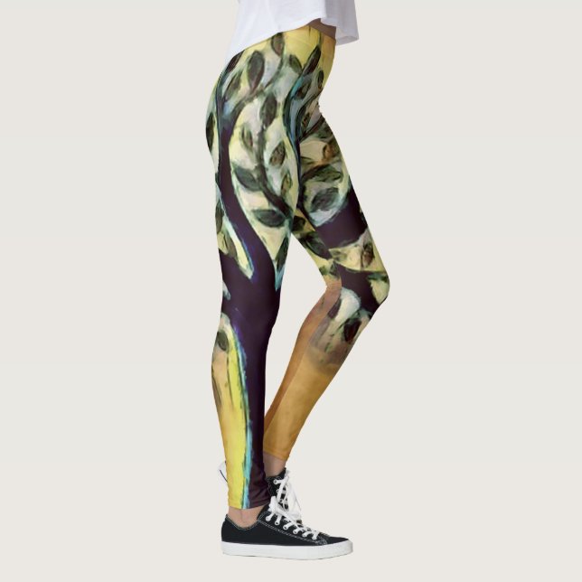 Leggings Arbre de vie Art Abstrait de la nature (Droite)