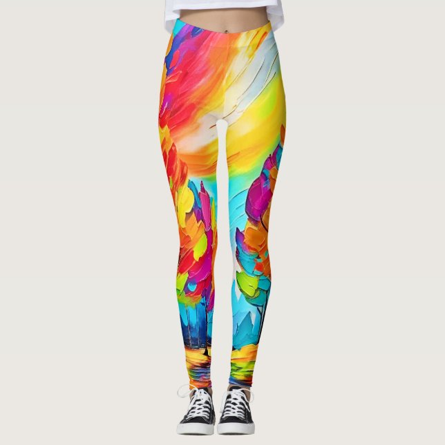 Leggings Arbres arc-en-ciel : Forêt vive (Devant)