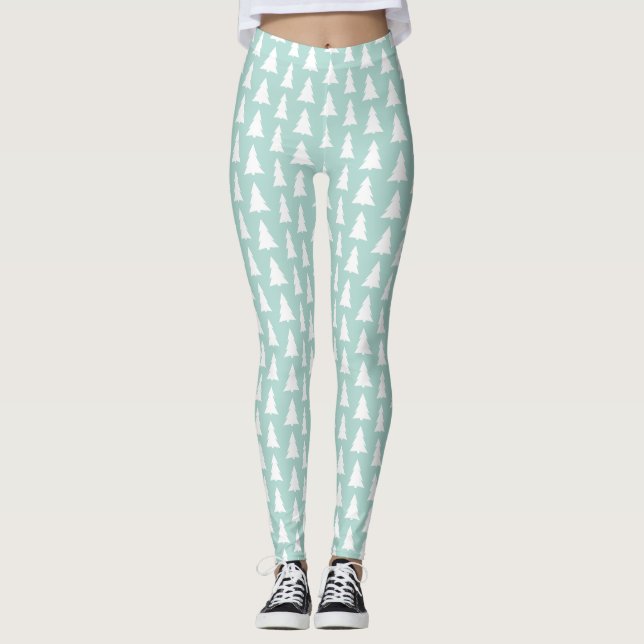 Leggings Arbres blancs modernes sur le Motif géométrique ve (Devant)