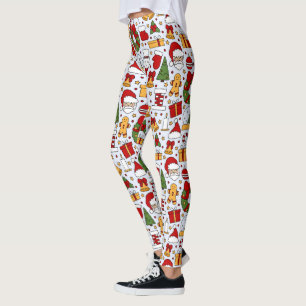 Leggings Arbres de Noël Père Noël Cloches Ginger Pain Cooki