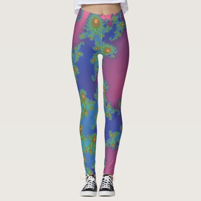 Leggings Arc en arc-en-ciel conception fractale (Devant)