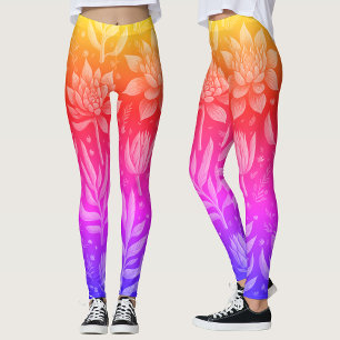 Leggings Arc en arc-en-ciel Jardin Succulent Motif Floral