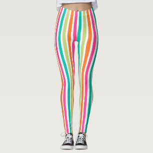 Leggings Arc-en-ciel bandes verticales coloré rétro multico