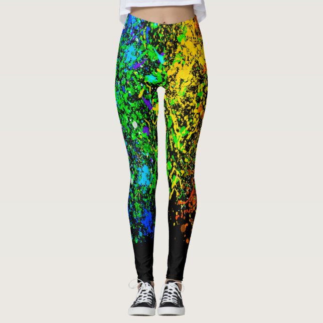 Leggings Arc-en-ciel Couleur Peinture Déchets Mode (Devant)