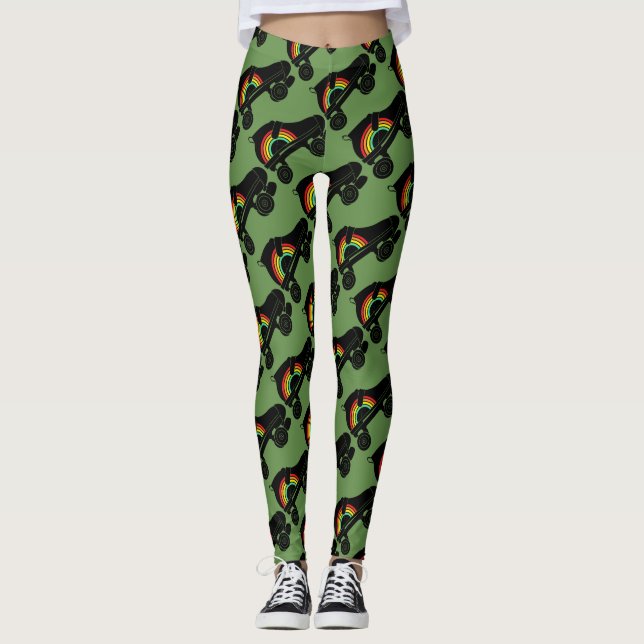 Leggings arc-en-ciel de patin de rouleau de quadruple (Devant)