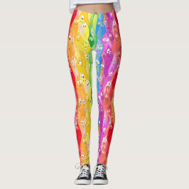 Leggings Arc-en-ciel Émotive les monstres mignons en couleu
