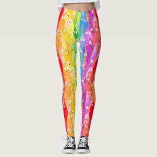 Leggings Arc-en-ciel Émotive les monstres mignons en couleu