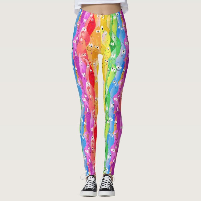 Leggings Arc-en-ciel Émotive les monstres mignons en couleu (Devant)