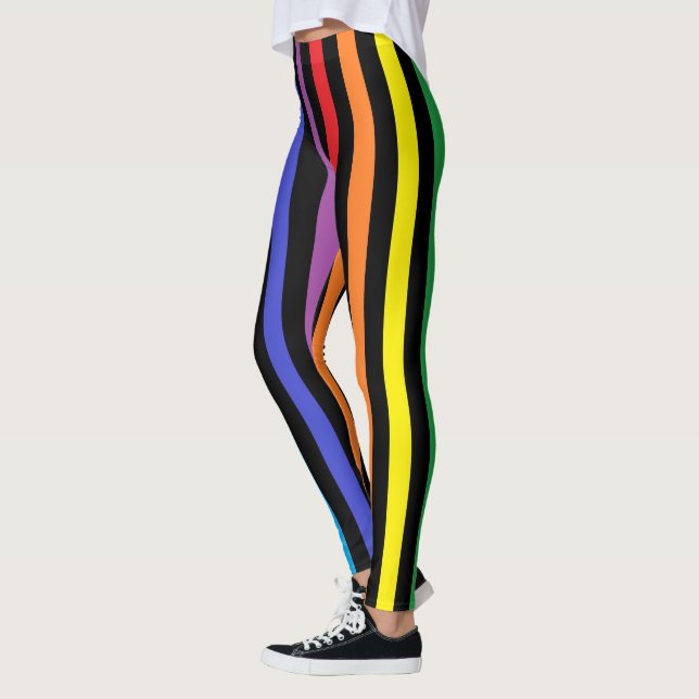 Leggings Arc-en-ciel vertical et rayures noires (Gauche)