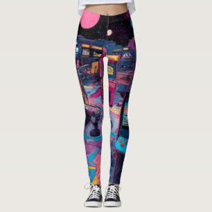 Leggings Arcade Rétro Futuriste dans l'Espace