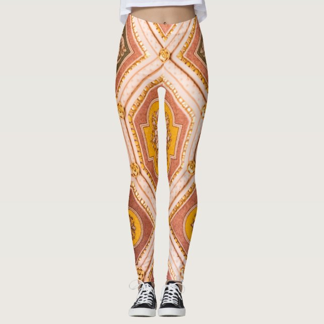 Leggings Architecture hongroise rose jaune (Devant)
