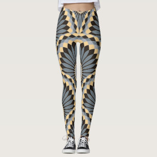 Leggings Argent d'ivoire : Carrelage floral circulaire.