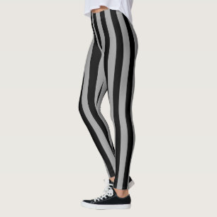 Leggings Argent vertical et rayures noires