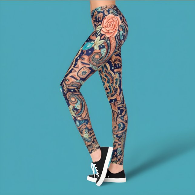 Leggings Aria Grace Elegant Cobalt Rosewood Boho (Créateur téléchargé)