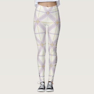 Leggings AriaGr Ivoire & Lavande Luxe Motif Carreaux Vol 69