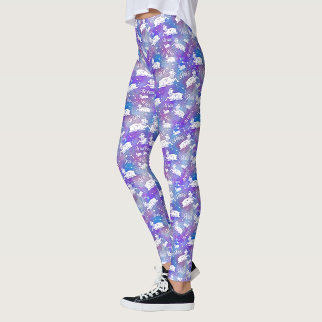 Leggings Aries Ram Constellation Étoiles Anniversaire Motif (Gauche)