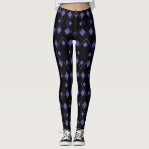 Leggings Arlequin aléatoire noir et violet Motif