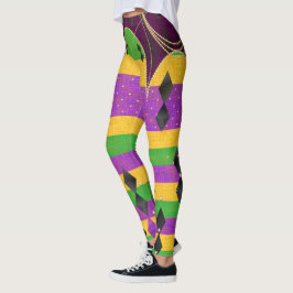 Leggings Arlequin coloré Mardi Gras Jacquard couleur bande