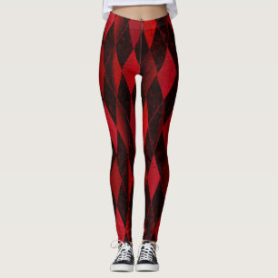 Leggings Arlequin rouge classique Jacquard diamant de l'arl