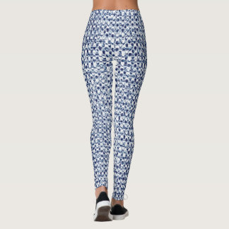 Leggings Armure géométrique de textile bleu de contrôle