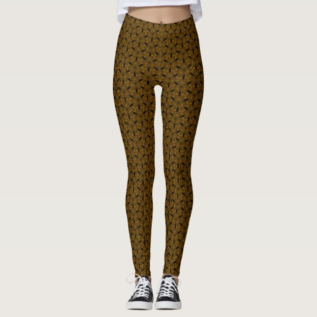 Leggings arrière - plan Brown avec flèche noire comme motif (Devant)