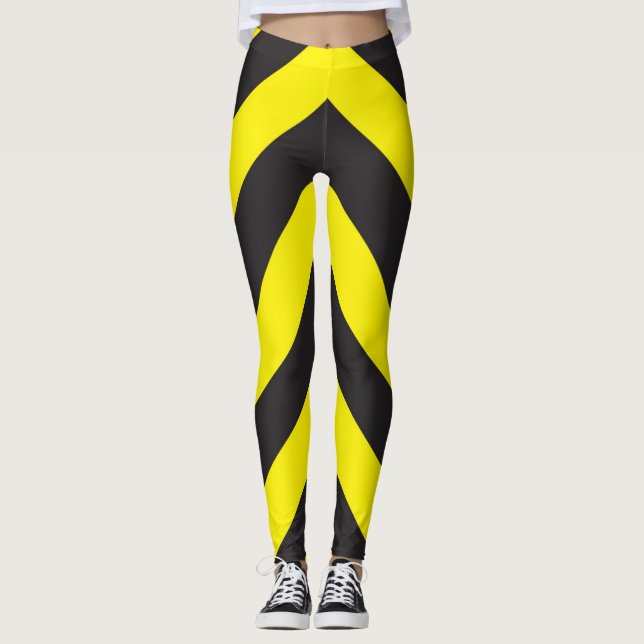 Leggings Arrière - plan Chevron noir et jaune (Devant)