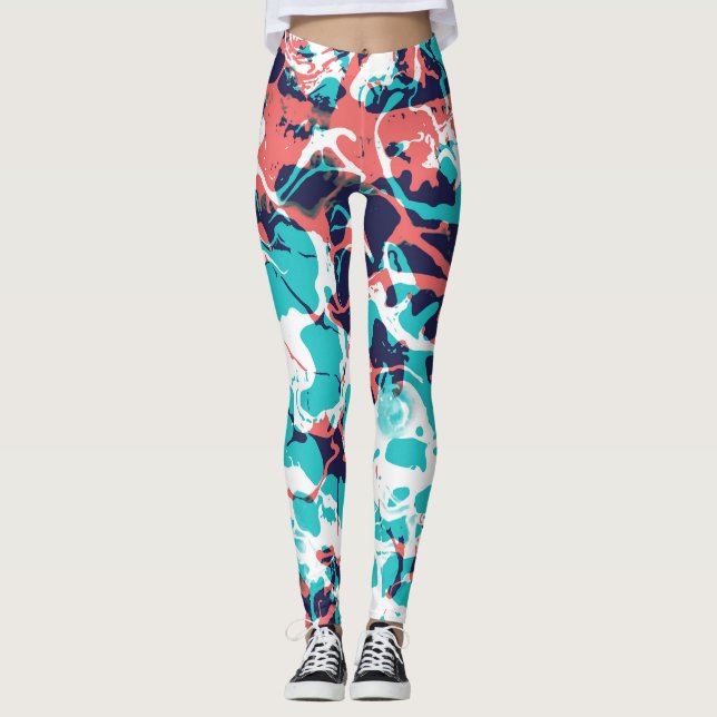 Leggings Arrière - plan d'art en papier marbré Abstrait (Devant)