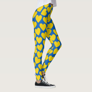 Leggings Arrière - plan de coeur bleu jaune