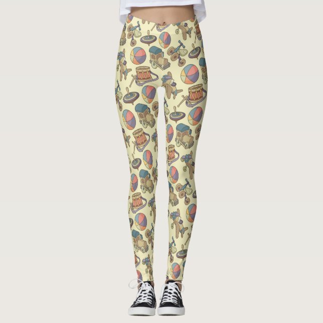 Leggings Arrière - plan des icônes de jouets (Devant)