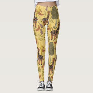 Leggings Arrière - plan jaune motif sans soudure
