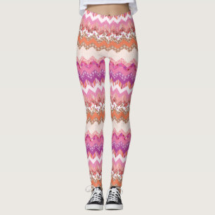 Leggings Arrière - plan rose de zigzag