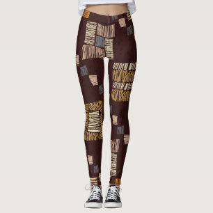Leggings Arrière - plan tribal ethnique Brown géométrique