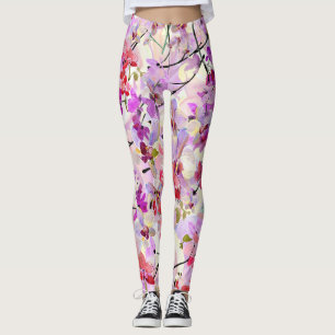 Leggings Arrière - plans d'aquarelle Orchidée-Sakura
