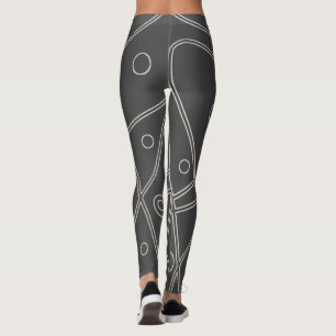 Leggings Art Abstrait Chrcoa lCercles de Ligne Blanche Mini