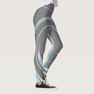 Leggings Art Abstrait Gris Gris Gris Bleu Blanc Minimalisme