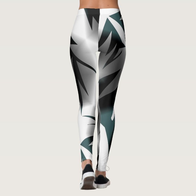 Leggings Art Abstrait gris noir blanc (Dos)