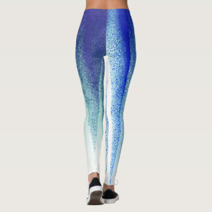 Leggings Art Abstrait Pastel Lavande Bleu Blanc