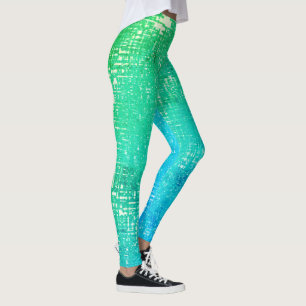 Leggings Art Abstrait Texture Pale Turquoise Vert Bleu
