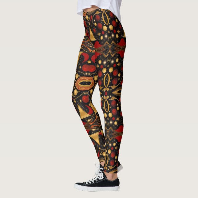 Leggings Art aztèque, dynamique, reflétant la culture (Gauche)