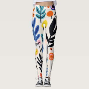 Leggings Art botanique nordique floral folk scandi