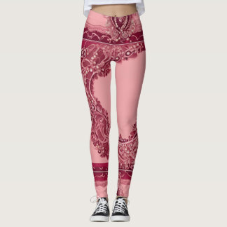 Leggings Art de la canneberge rose branchée