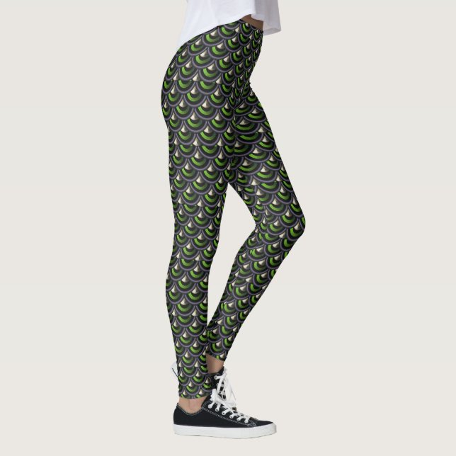 Leggings Art Déco Peacock Mermaid Skin Japonais Vague (Droite)