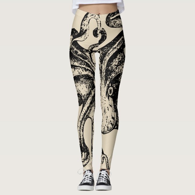 Leggings Art effrayant de steampunk de Kraken (Devant)