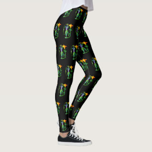 Leggings Art Égyptien Avec Jambes De Fleur Lotus